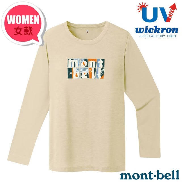 【mont-bell】女 Wickron 吸濕排汗長袖T恤(湖畔).圓領衫.運動上衣/1114859 IV 象牙白✿30E010